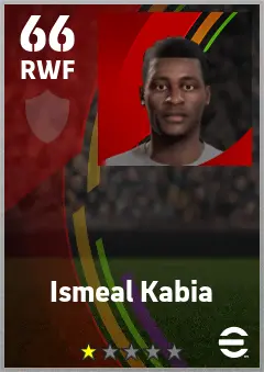 Ismeal Kabia eFootball 2026 player card — 66 OVR RWF