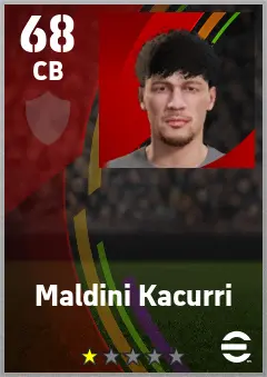 Maldini Kacurri eFootball 2026 player card — 68 OVR CB