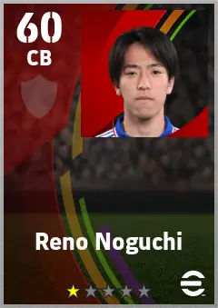 Reno Noguchi eFootball 2026 player card — 60 OVR CB