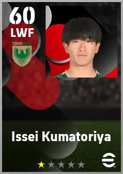 Issei Kumatoriya eFootball 2026 player card — 60 OVR LWF