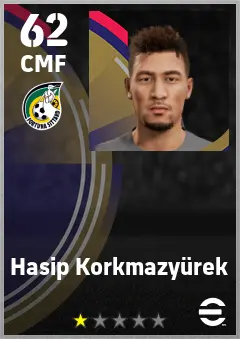Hasip Korkmazyurek eFootball 2026 player card — 62 OVR CMF