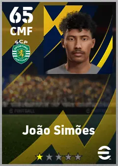 Joao Simoes eFootball 2026 player card — 65 OVR CMF