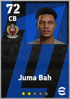 Juma Bah eFootball 2026 player card — 72 OVR CB
