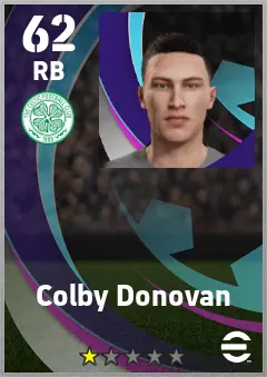 Colby Donovan eFootball 2026 player card — 62 OVR RB