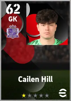 Cailen Hill eFootball 2026 player card — 62 OVR GK