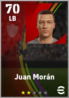 Juan Moran eFootball 2026 player card — 70 OVR LB