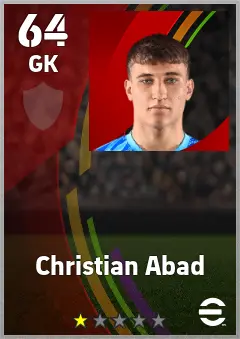 Christian Abad eFootball 2026 player card — 64 OVR GK