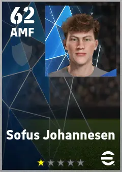 Sofus Johannesen eFootball 2026 player card — 62 OVR AMF