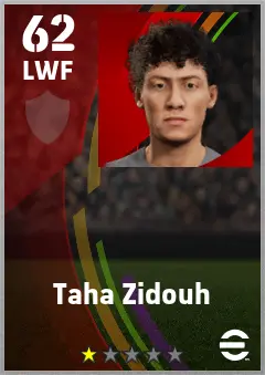 Taha Zidouh eFootball 2026 player card — 62 OVR LWF