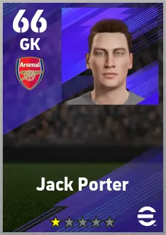 Jack Porter eFootball 2026 player card — 66 OVR GK