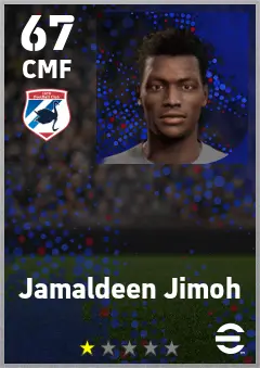 Jamaldeen Jimoh eFootball 2026 player card — 67 OVR CMF