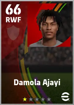 Damola Ajayi eFootball 2026 player card — 66 OVR RWF