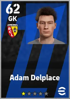 Adam Delplace eFootball 2026 player card — 62 OVR GK