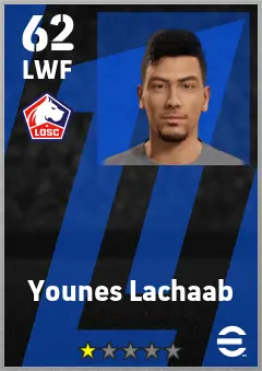 Younes Lachaab eFootball 2026 player card — 62 OVR LWF