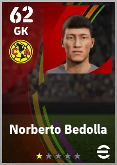 Norberto Bedolla eFootball 2026 player card — 62 OVR GK