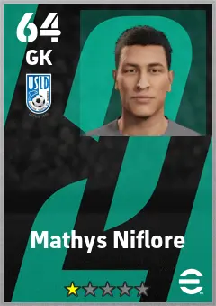 Mathys Niflore eFootball 2026 player card — 64 OVR GK