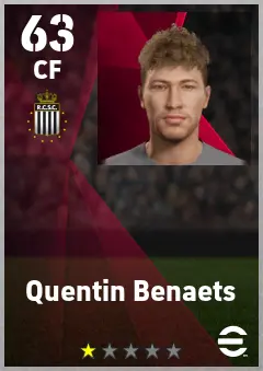 Quentin Benaets eFootball 2026 player card — 63 OVR CF