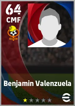 Benjamin Valenzuela eFootball 2026 player card — 64 OVR CMF