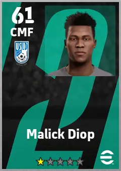 Malick Diop eFootball 2026 player card — 61 OVR CMF