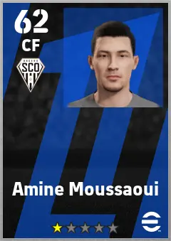 Amine Moussaoui eFootball 2026 player card — 62 OVR CF