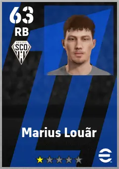 Marius Louar eFootball 2026 player card — 63 OVR RB