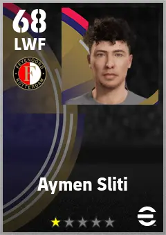 Aymen Sliti eFootball 2026 player card — 68 OVR LWF