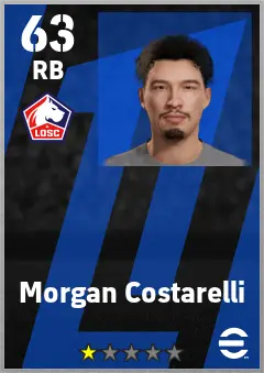 Morgan Costarelli eFootball 2026 player card — 63 OVR RB