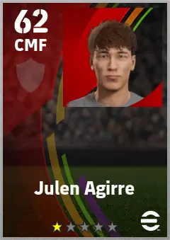 Julen Agirre eFootball 2026 player card — 62 OVR CMF