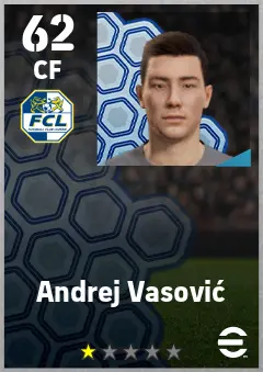 Andrej Vasovic eFootball 2026 player card — 62 OVR CF