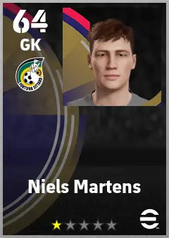 Niels Martens eFootball 2026 player card — 64 OVR GK