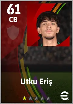 Utku Eris eFootball 2026 player card — 61 OVR CB