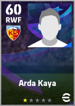 Arda Kaya eFootball 2026 player card — 60 OVR RWF