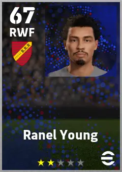 Ranel Young eFootball 2026 player card — 67 OVR RWF