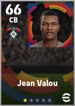 Jean Valou eFootball 2026 player card — 66 OVR CB