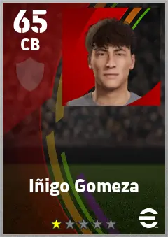 Inigo Gomeza eFootball 2026 player card — 65 OVR CB