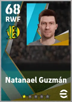 Natanael Guzman eFootball 2026 player card — 68 OVR RWF