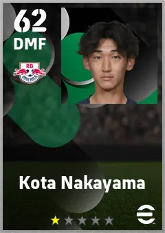 Kota Nakayama eFootball 2026 player card — 62 OVR DMF