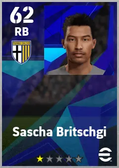 Sascha Britschgi eFootball 2026 player card — 62 OVR RB