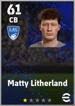 Matty Litherland eFootball 2026 player card — 61 OVR CB