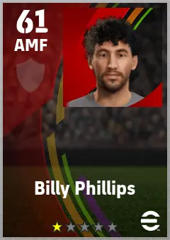 Billy Phillips eFootball 2026 player card — 61 OVR AMF