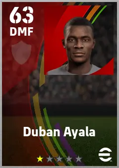 Duban Ayala eFootball 2026 player card — 63 OVR DMF