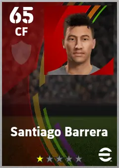 Santiago Barrera eFootball 2026 player card — 65 OVR CF