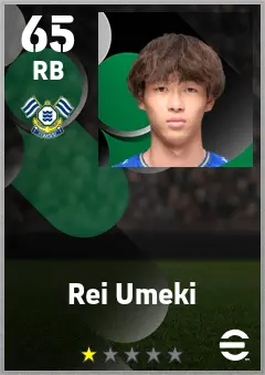 Rei Umeki eFootball 2026 player card — 65 OVR RB