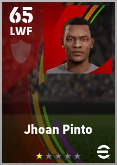 Jhoan Pinto eFootball 2026 player card — 65 OVR LWF