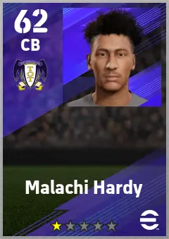 Malachi Hardy eFootball 2026 player card — 62 OVR CB