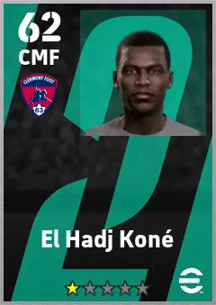 El Hadj Kone eFootball 2026 player card — 62 OVR CMF