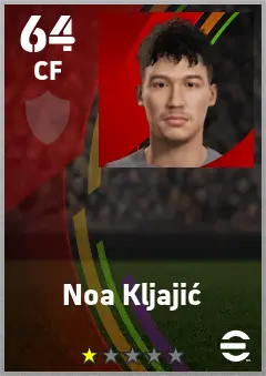 Noa Kljajic eFootball 2026 player card — 64 OVR CF