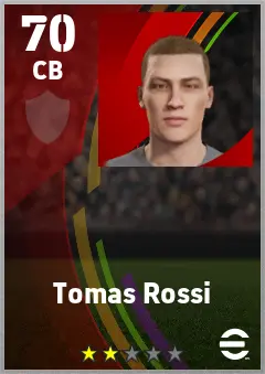 Tomas Rossi eFootball 2026 player card — 70 OVR CB