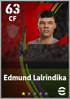 Edmund Lalrindika eFootball 2026 player card — 63 OVR CF