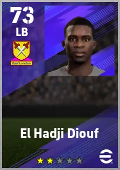 El Hadji Diouf eFootball 2026 player card — 73 OVR LB